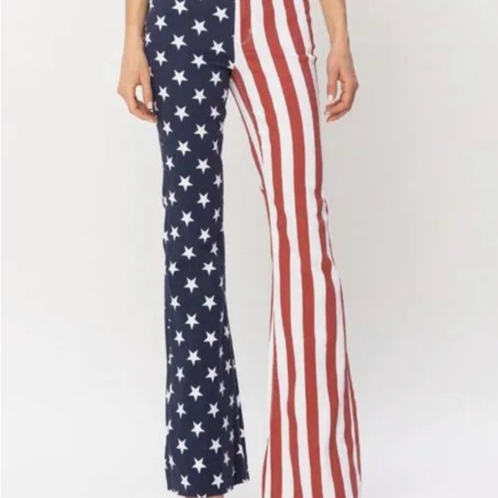 Judy Blue American Flag Flare Jeans Pants Size 7/28 High Waist Stretch